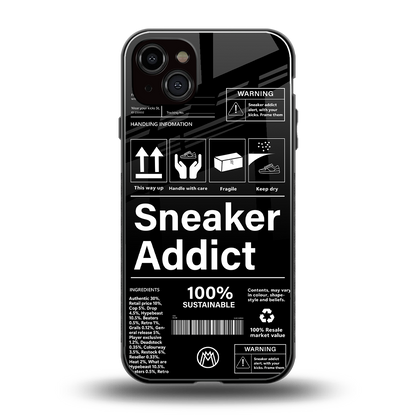 sneaker addict back phone cover | glass case for iphone 15 plus