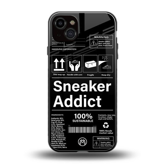 sneaker addict back phone cover | glass case for iphone 15 plus
