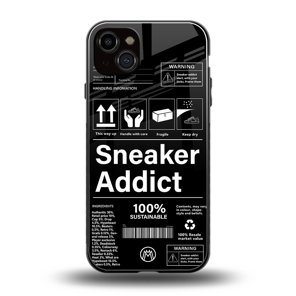 sneaker addict back phone cover | glass case for iphone 14 plus