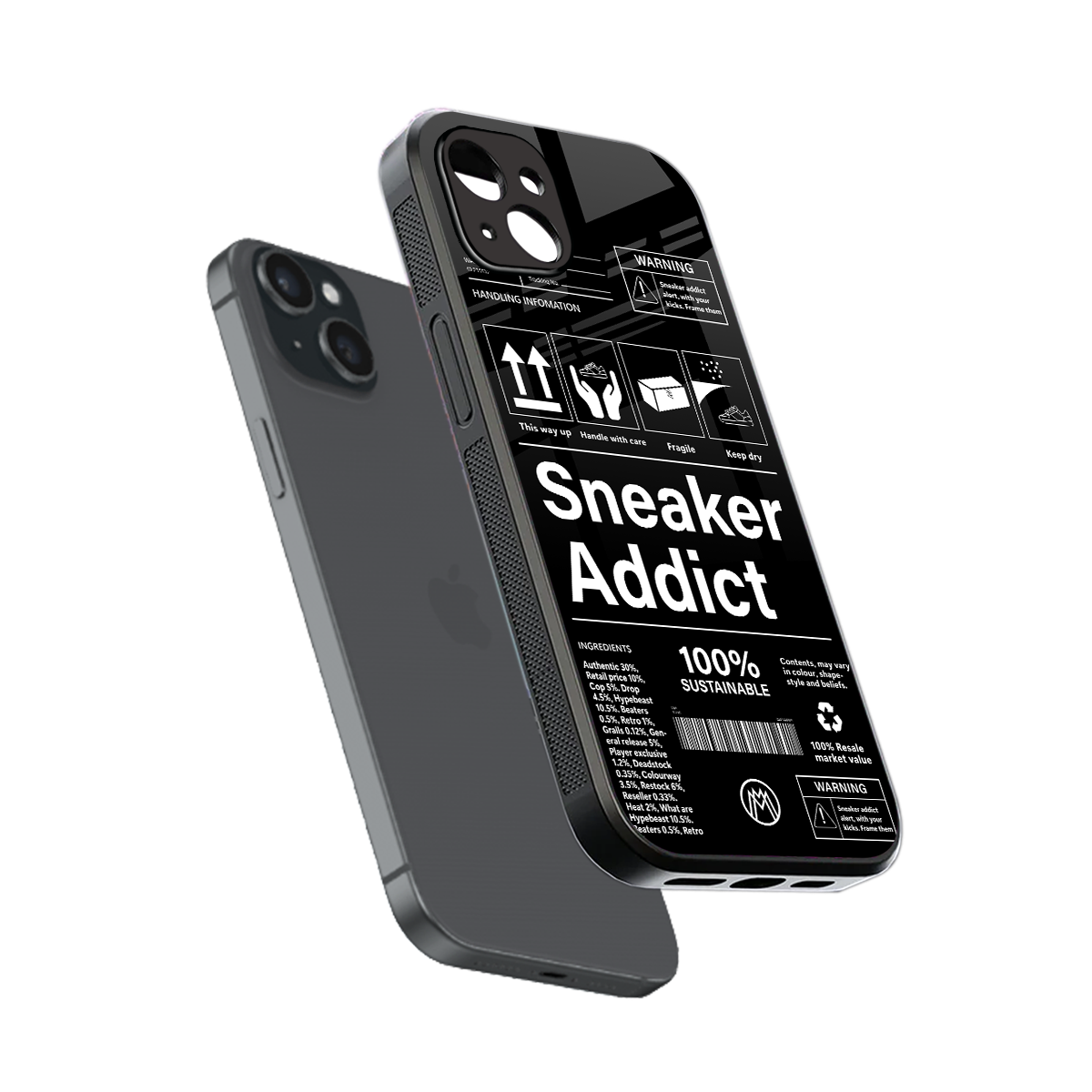 sneaker addict back phone cover | glass case for iphone 15 plus
