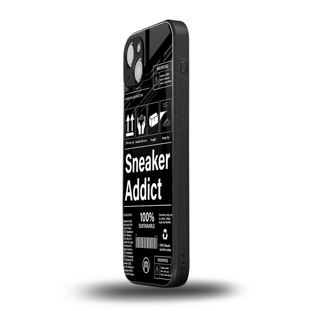 sneaker addict back phone cover | glass case for iphone 15 plus