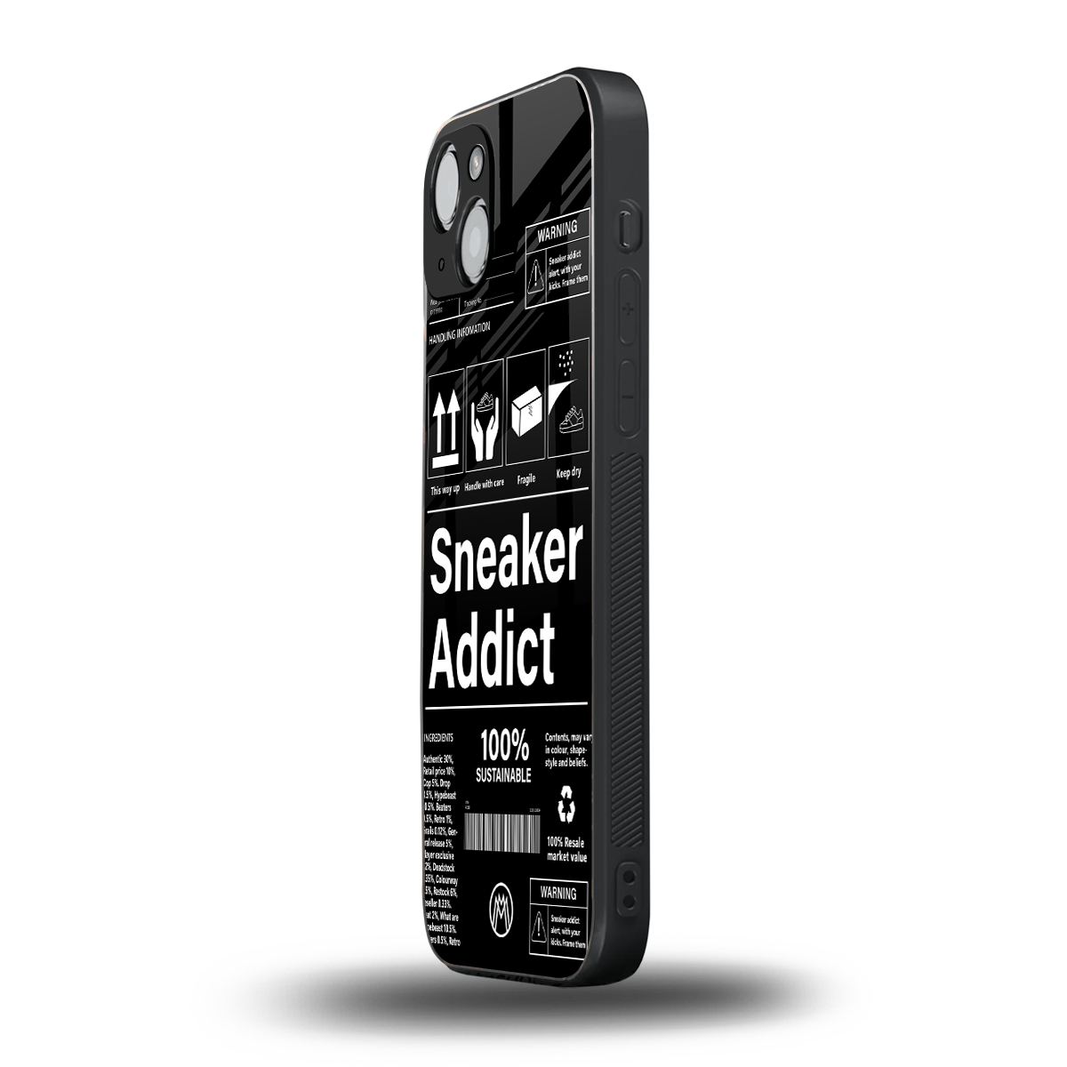 sneaker addict back phone cover | glass case for iphone 15 plus