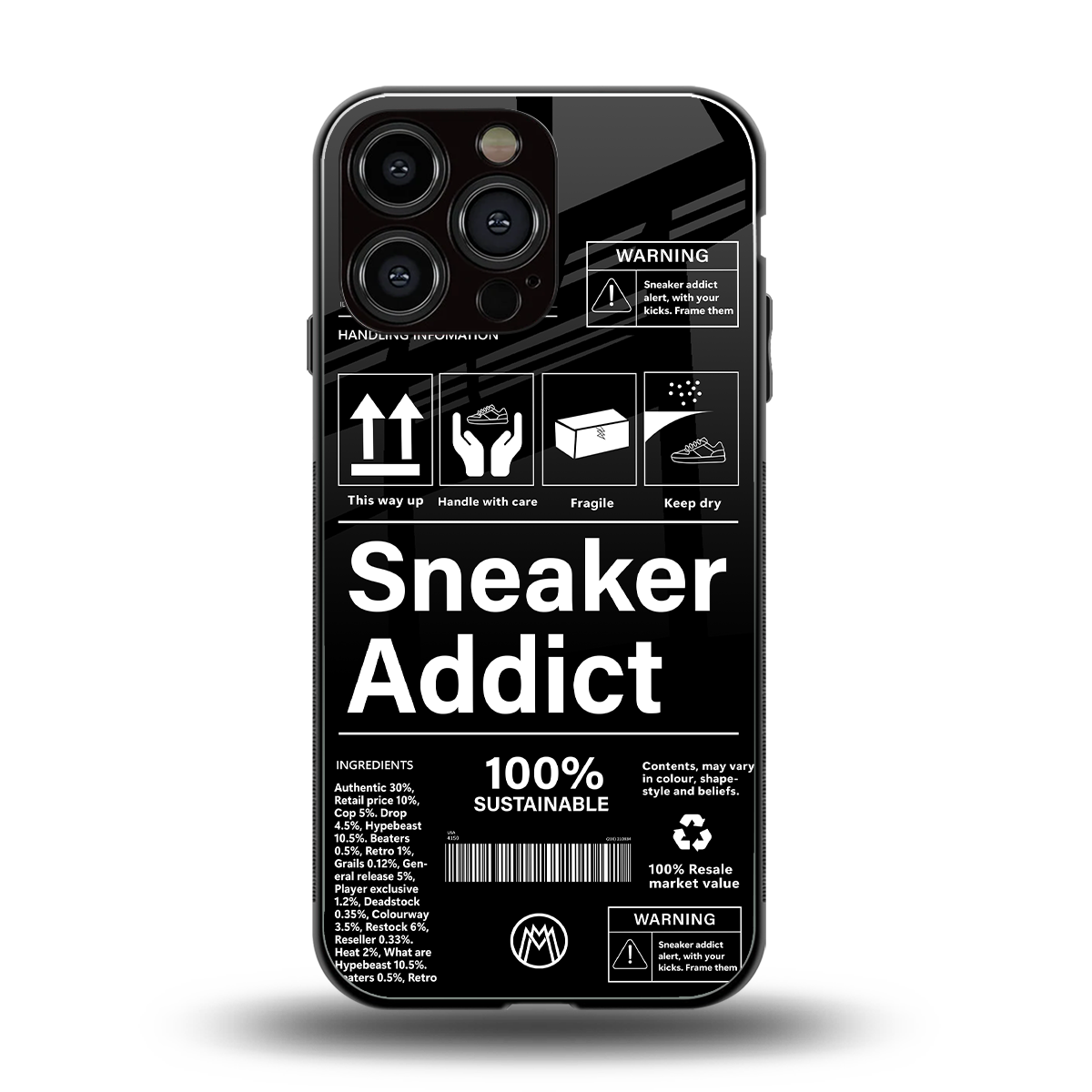 sneaker addict back phone cover | glass case for iphone 15 pro max