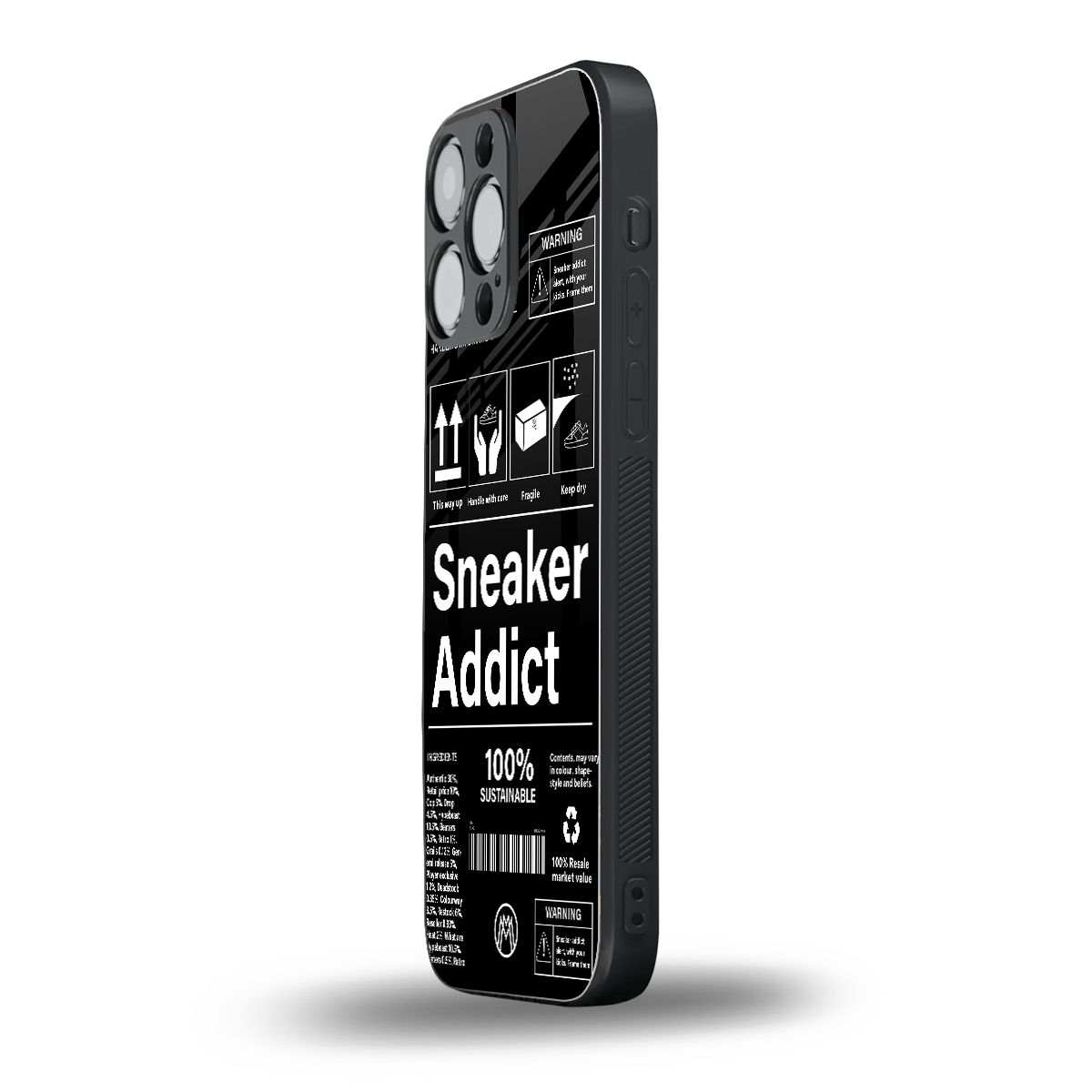 sneaker addict back phone cover | glass case for iphone 15 pro max