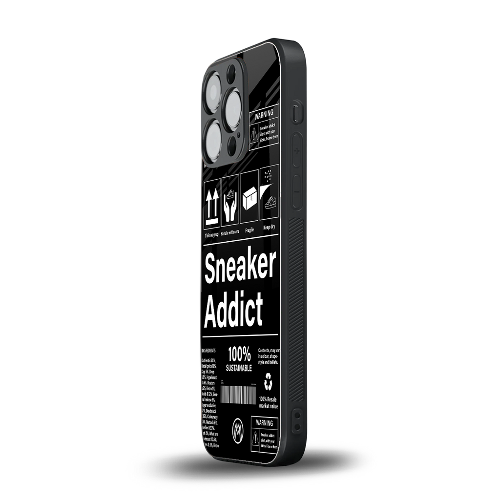 sneaker addict back phone cover | glass case for iphone 15 pro