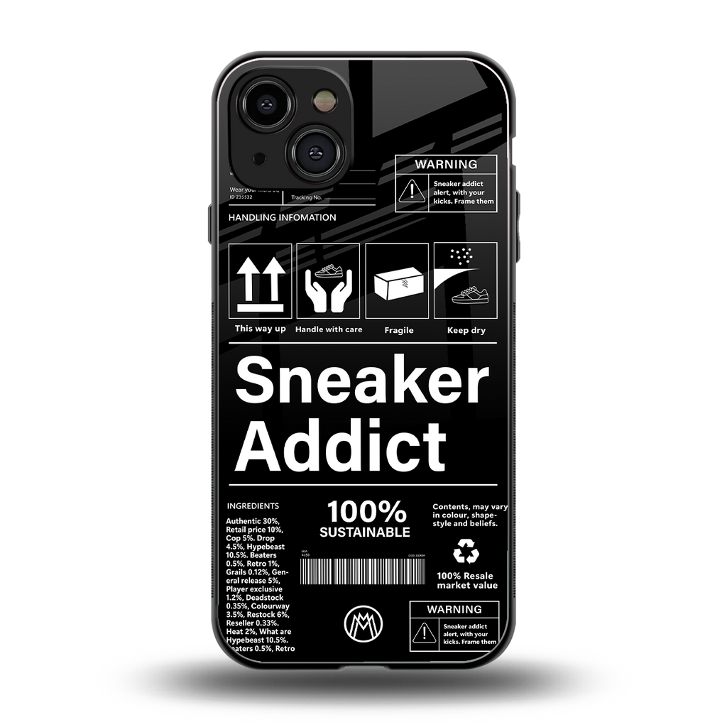 sneaker addict back phone cover | glass case for iphone 15