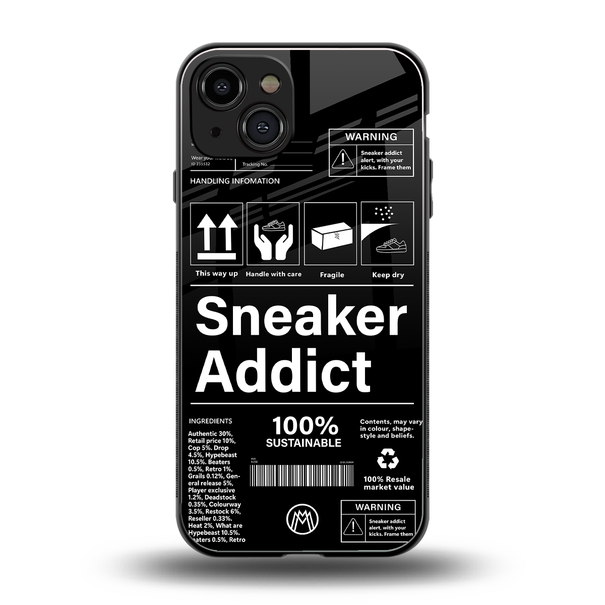 sneaker addict back phone cover | glass case for iphone 15