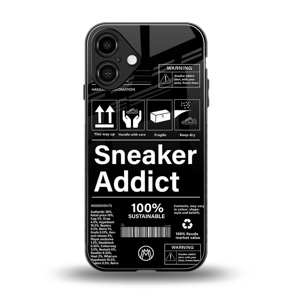 sneaker addict back phone cover | glass case for iphone 16 plus