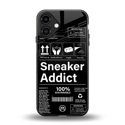 sneaker addict back phone cover | glass case for iphone 16 plus
