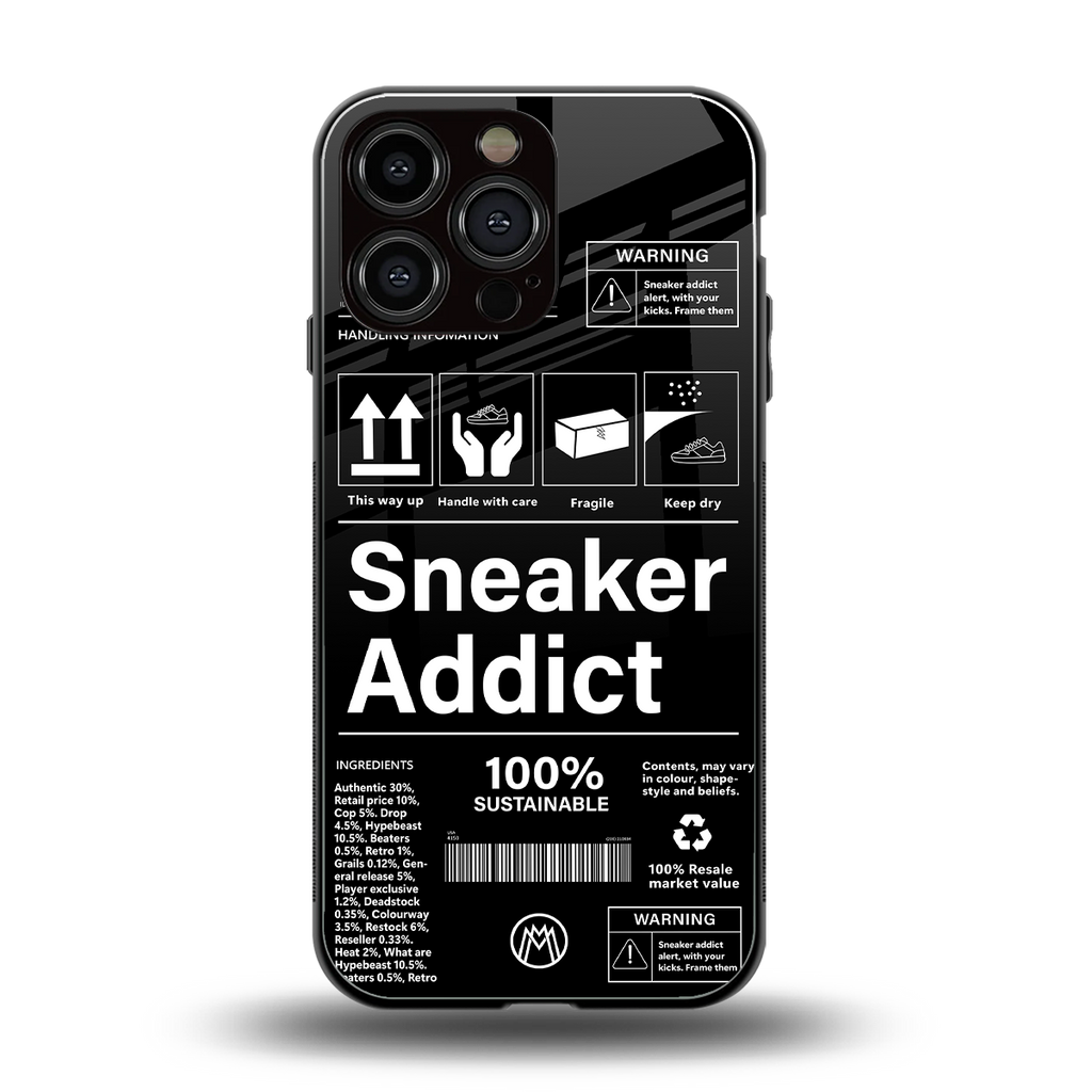 sneaker addict back phone cover | glass case for iphone 16 pro max