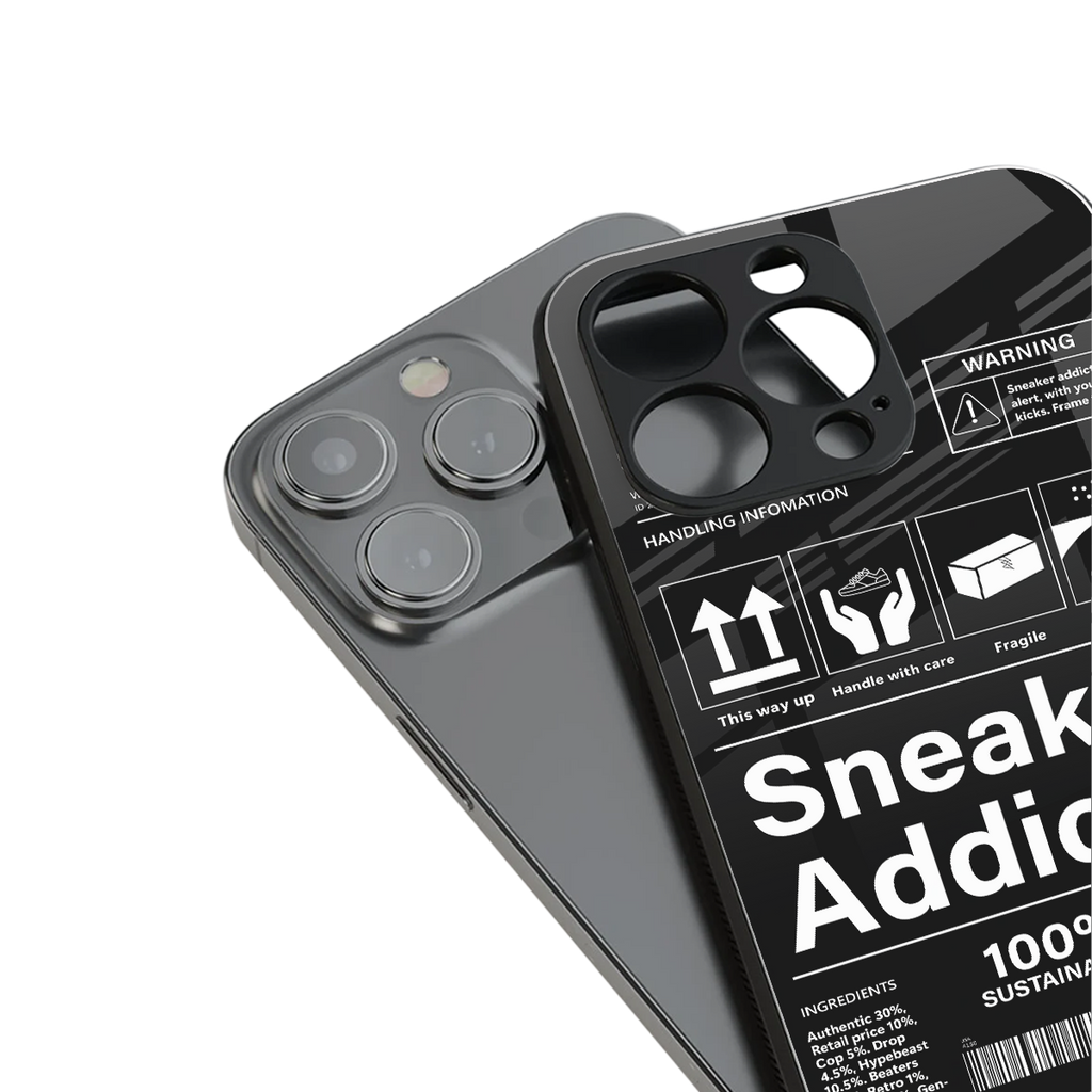 sneaker addict back phone cover | glass case for iphone 15 plus