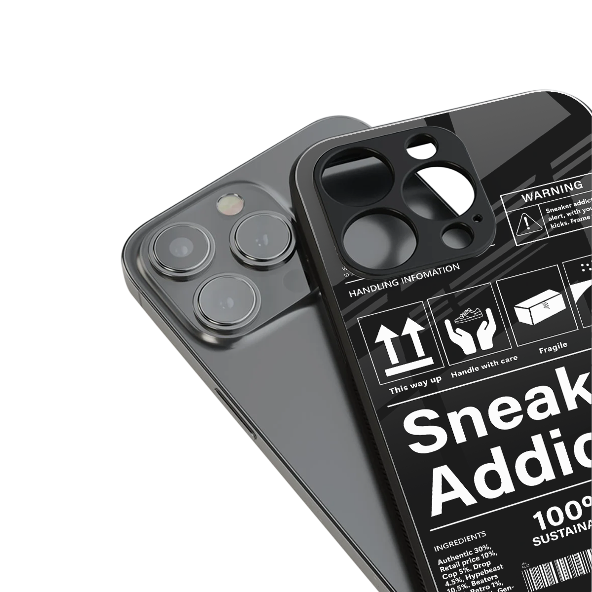 sneaker addict back phone cover | glass case for iphone 14 pro