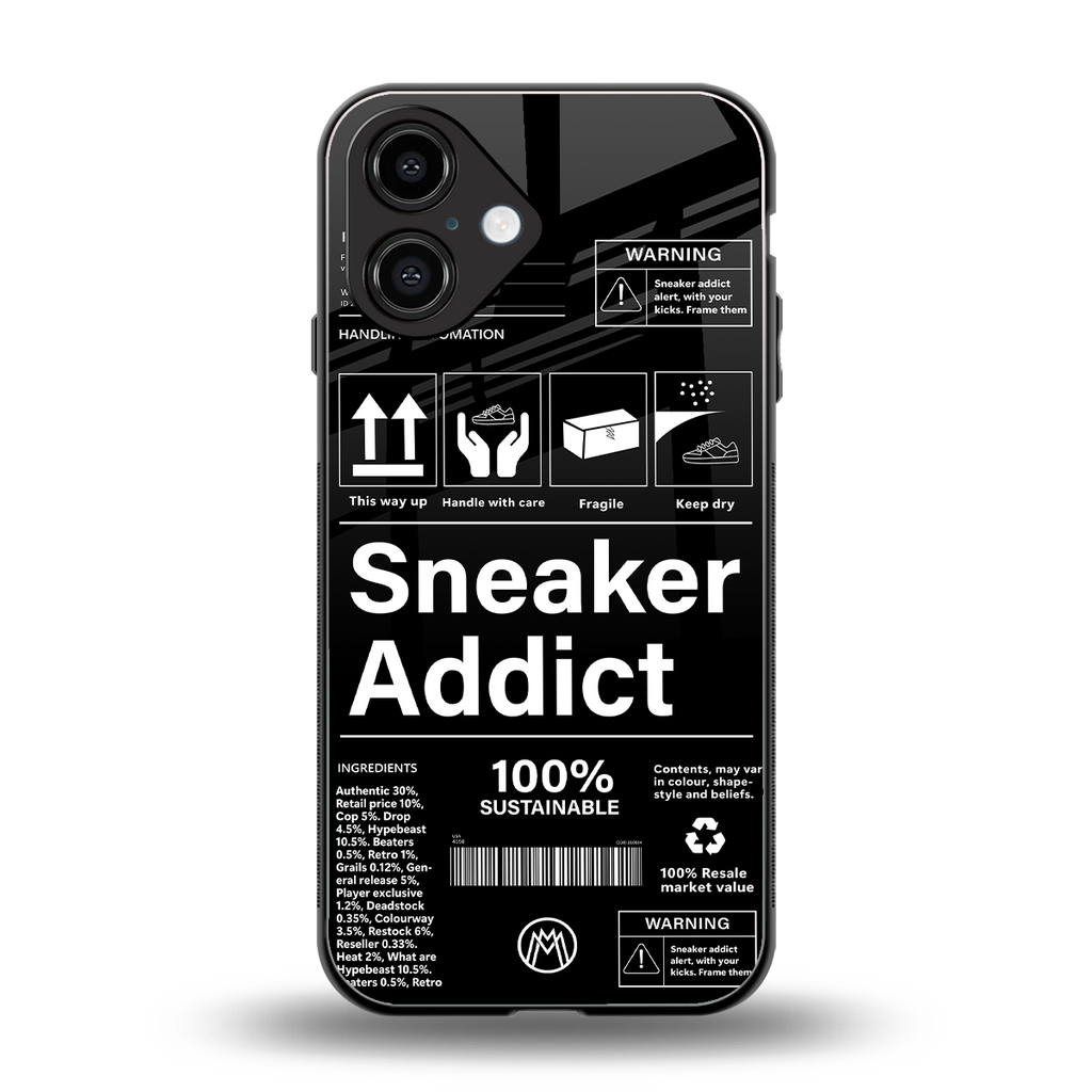 sneaker addict back phone cover | glass case for iphone 16