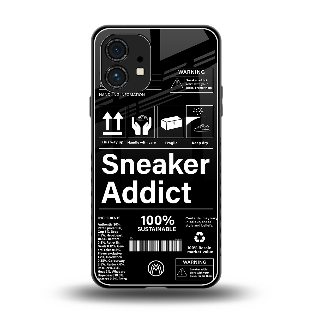 sneaker addict back phone cover | glass case for nothing phone 1