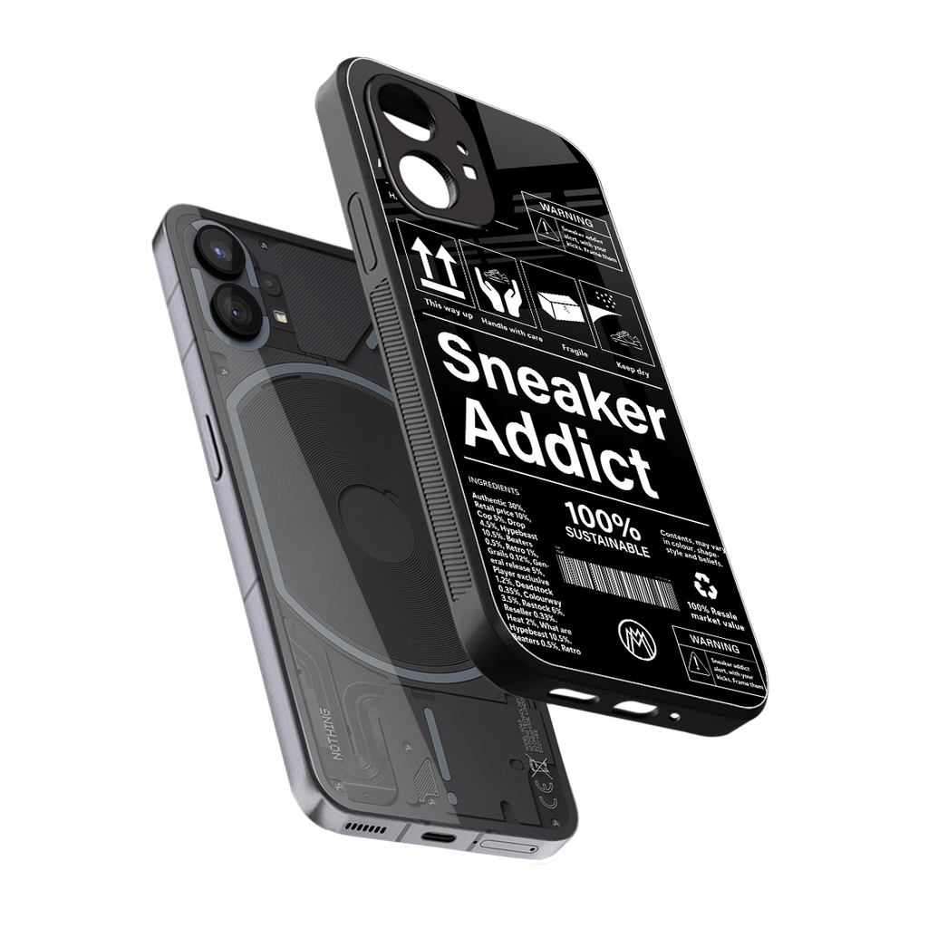 sneaker addict back phone cover | glass case for nothing phone 1