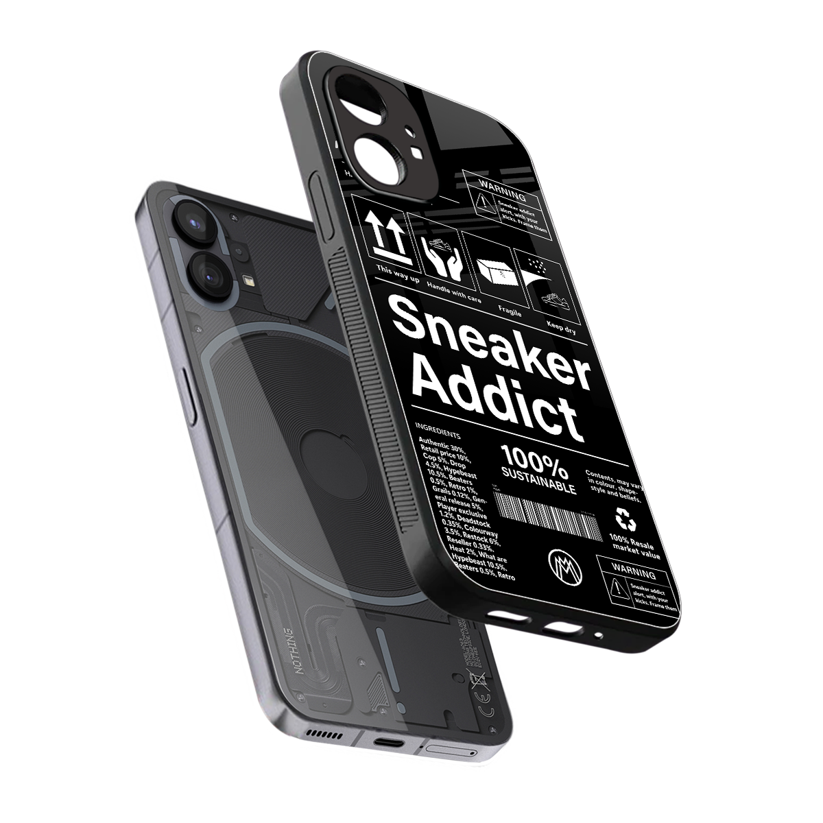 sneaker addict back phone cover | glass case for nothing phone 1