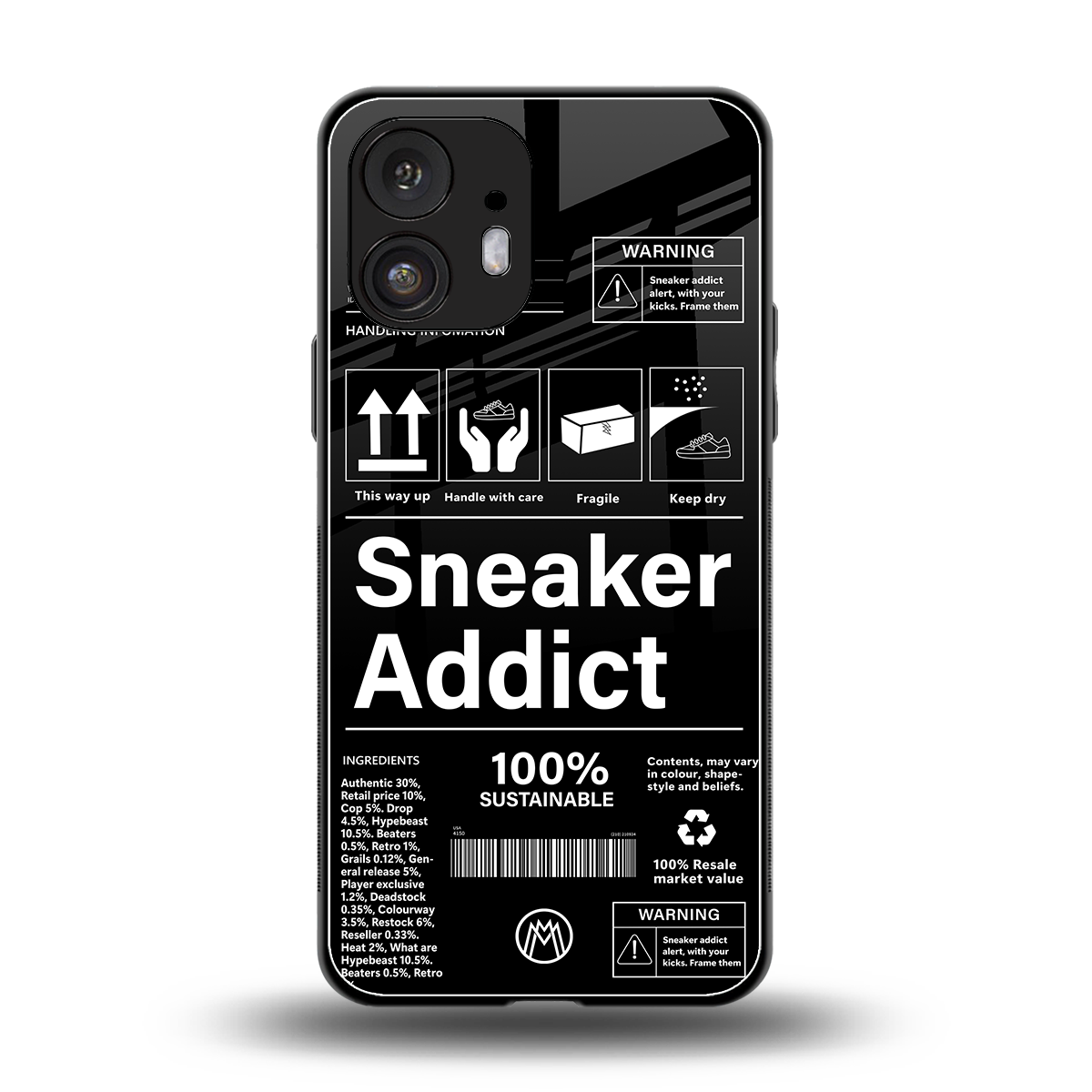 sneaker addict back phone cover | glass case for nothing phone 2