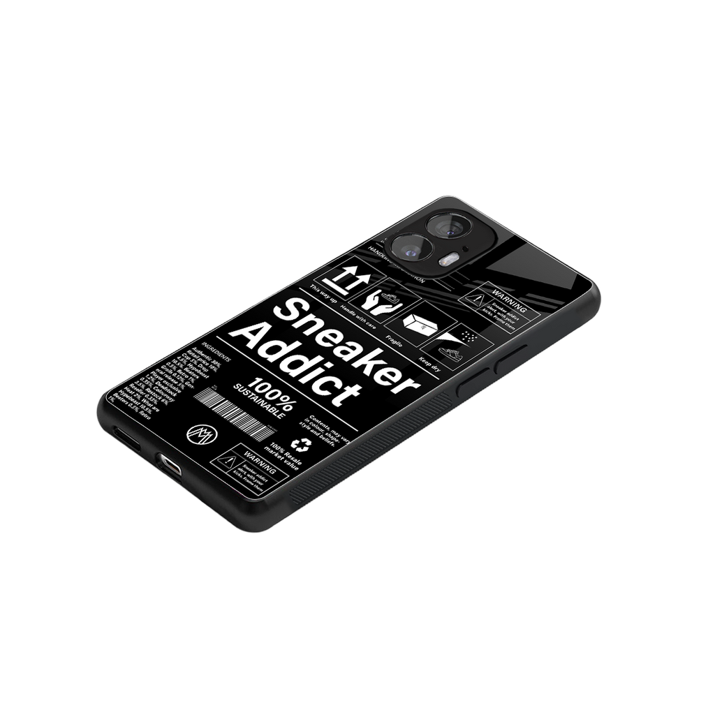 sneaker addict back phone cover | glass case for nothing phone 2