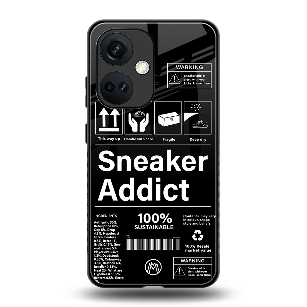 sneaker addict back phone cover | glass case for oneplus nord ce 3