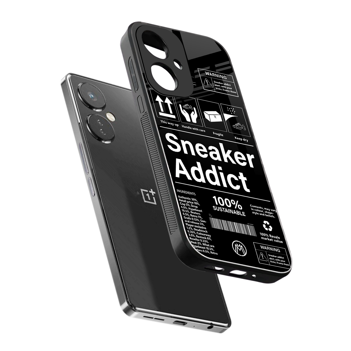 sneaker addict back phone cover | glass case for oneplus nord ce 3