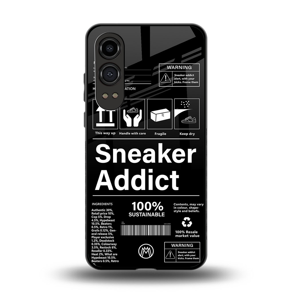 sneaker addict back phone cover | glass case for oneplus nord ce 4 lite