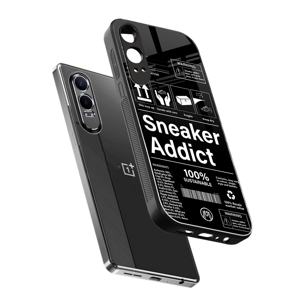 sneaker addict back phone cover | glass case for oneplus nord ce 4 lite