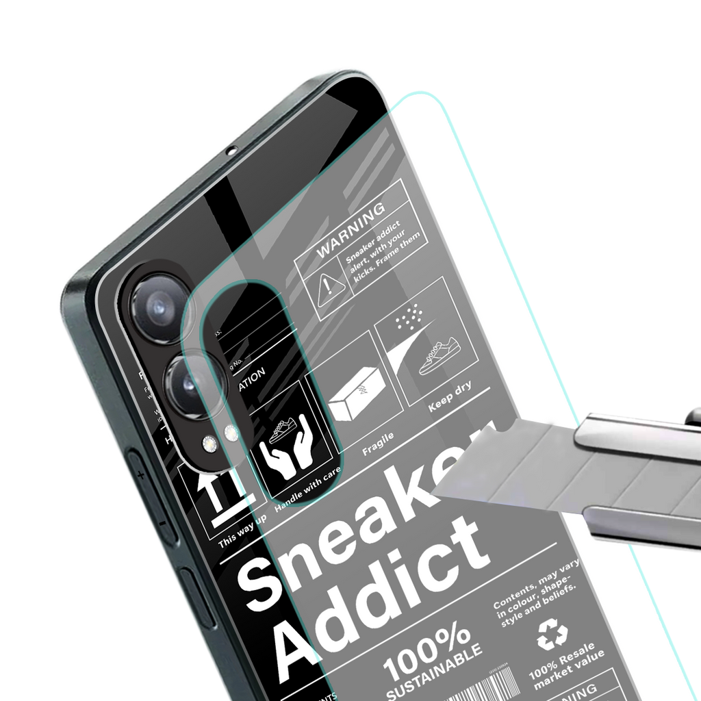 sneaker addict back phone cover | glass case for oneplus nord ce 4 lite