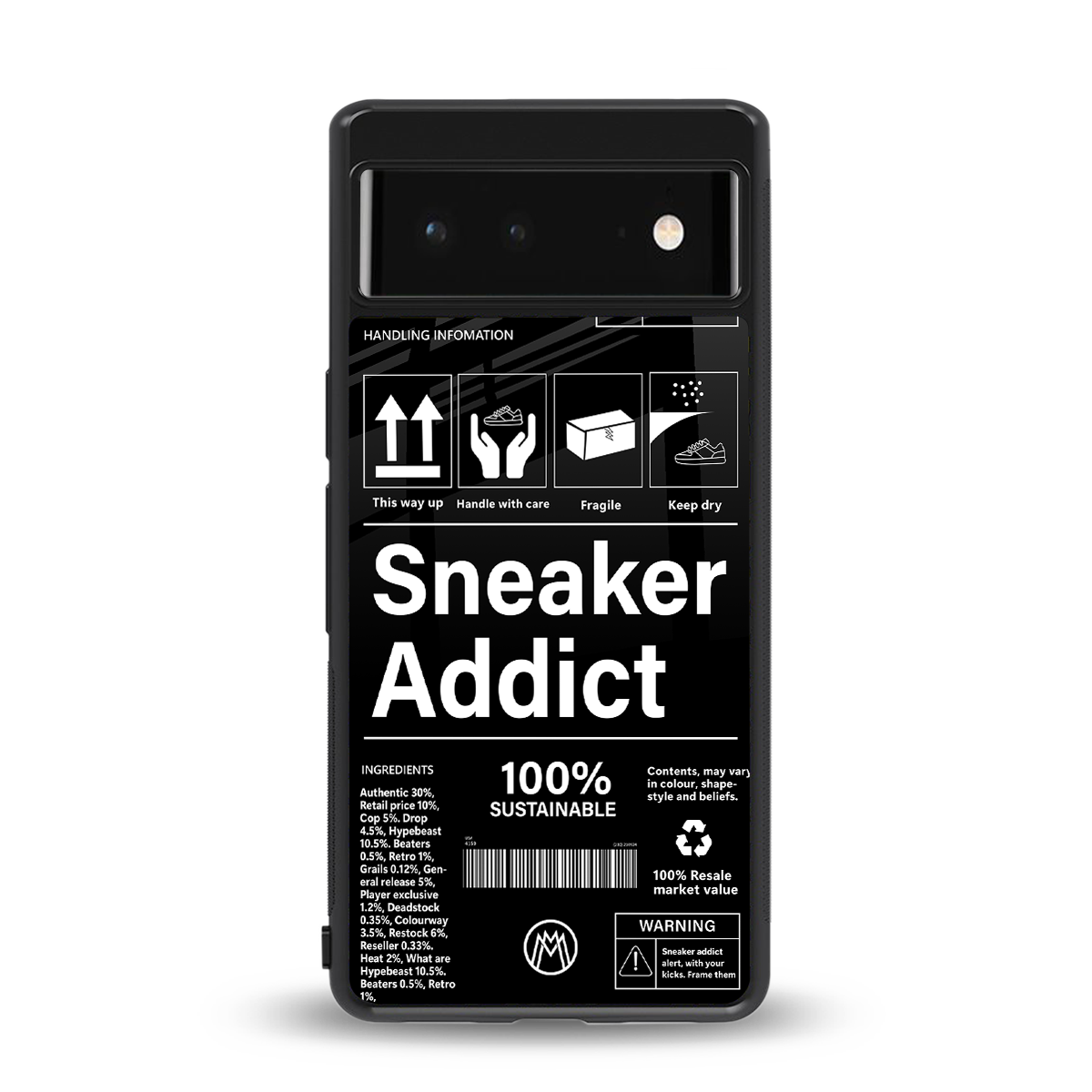 sneaker addict back phone cover | glass case for google pixel 6