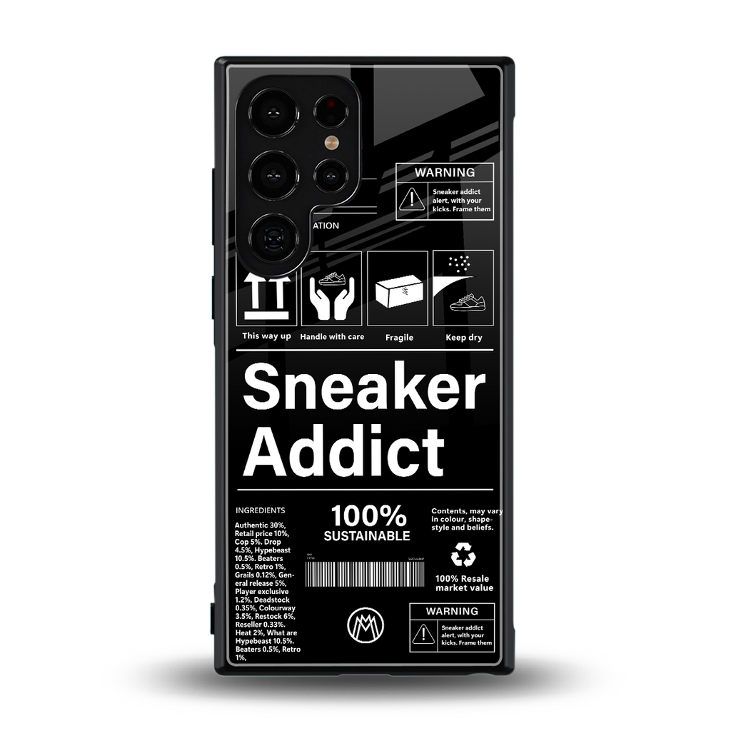sneaker addict back phone cover | glass case for samsung galaxy s23 ultra
