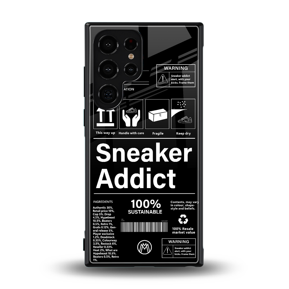 sneaker addict back phone cover | glass case for samsung galaxy s23 ultra