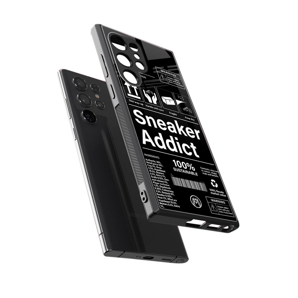 sneaker addict back phone cover | glass case for samsung galaxy s23 ultra