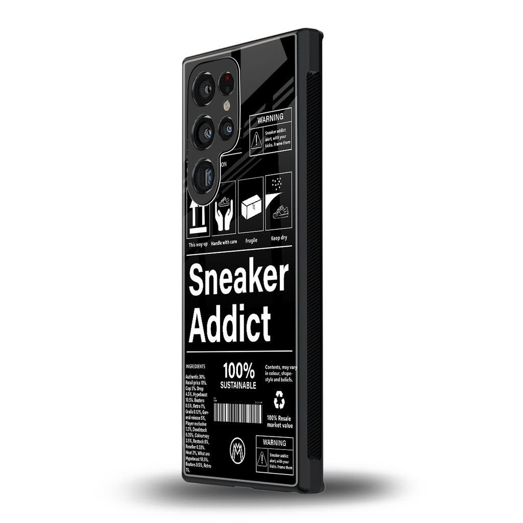sneaker addict back phone cover | glass case for samsung galaxy s23 ultra