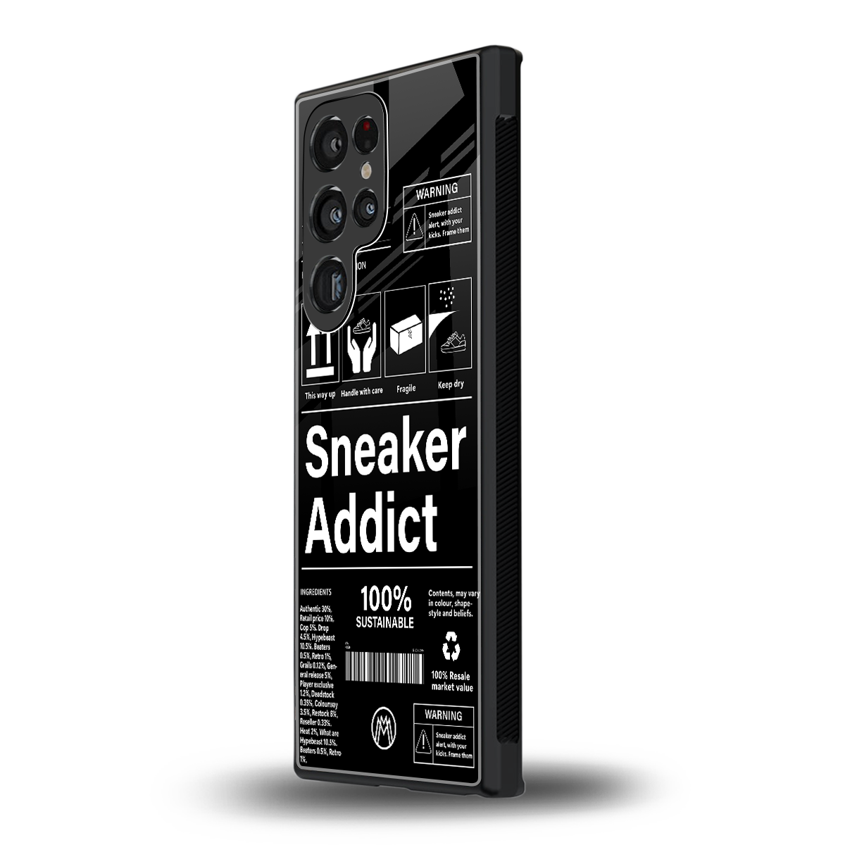 sneaker addict back phone cover | glass case for samsung galaxy s23 ultra