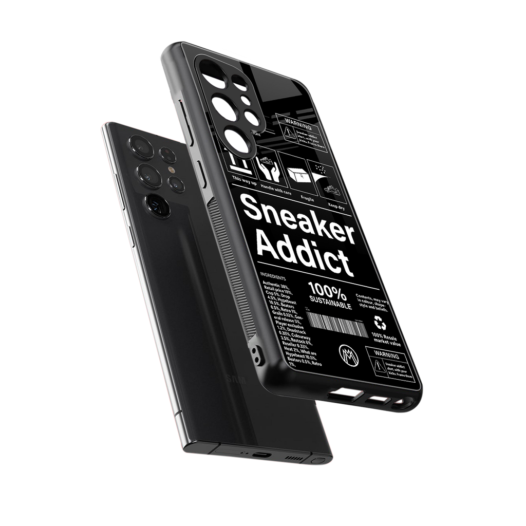 sneaker addict back phone cover | glass case for samsung galaxy s25 ultra