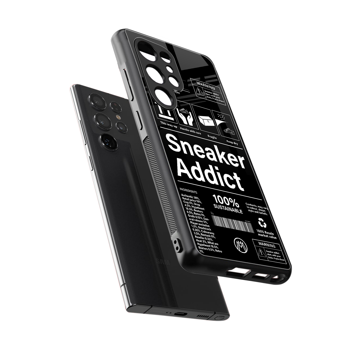 sneaker addict back phone cover | glass case for samsung galaxy s25 ultra