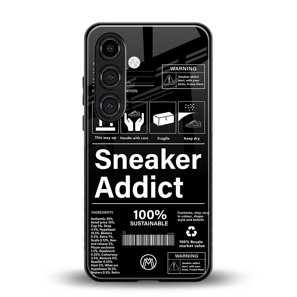 sneaker addict back phone cover | glass case for samsung galaxy s23 plus