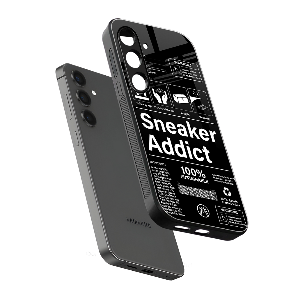 sneaker addict back phone cover | glass case for samsung galaxy s23 fe