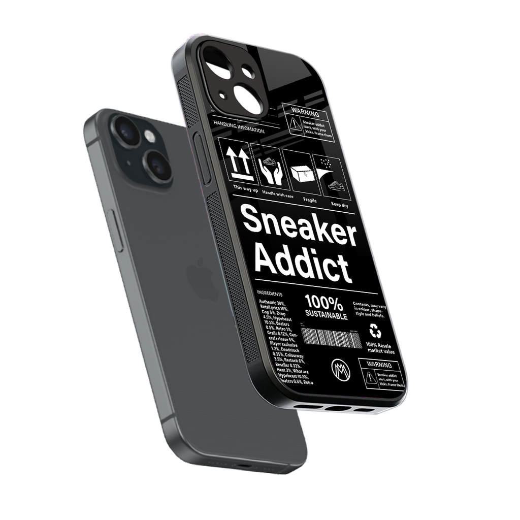 sneaker addict back phone cover | glass case for iphone 15