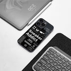 sneaker addict back phone cover | glass case for iphone 16 pro max