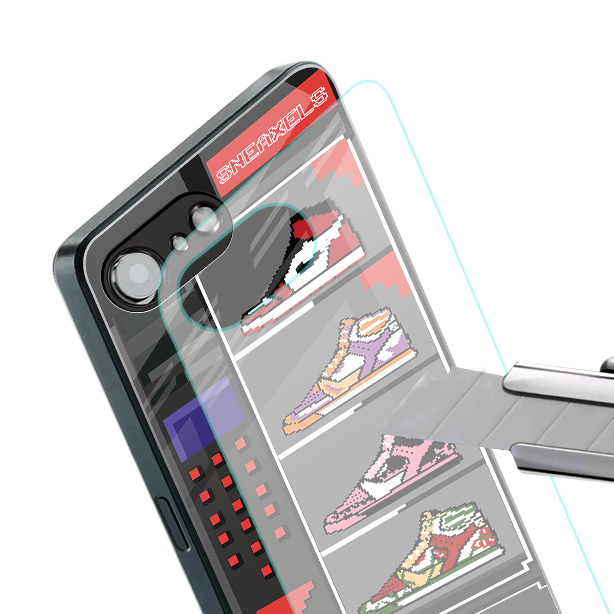 sneaxels back phone cover | glass case for iphone 16e