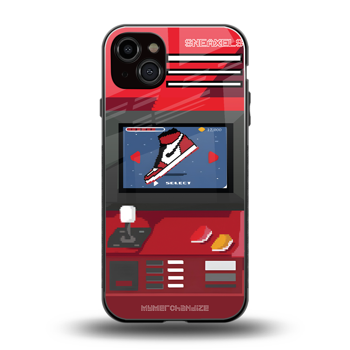 sneaxels red back phone cover | glass case for iphone 15 plus