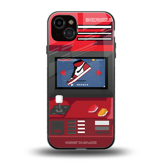 sneaxels red back phone cover | glass case for iphone 15 plus