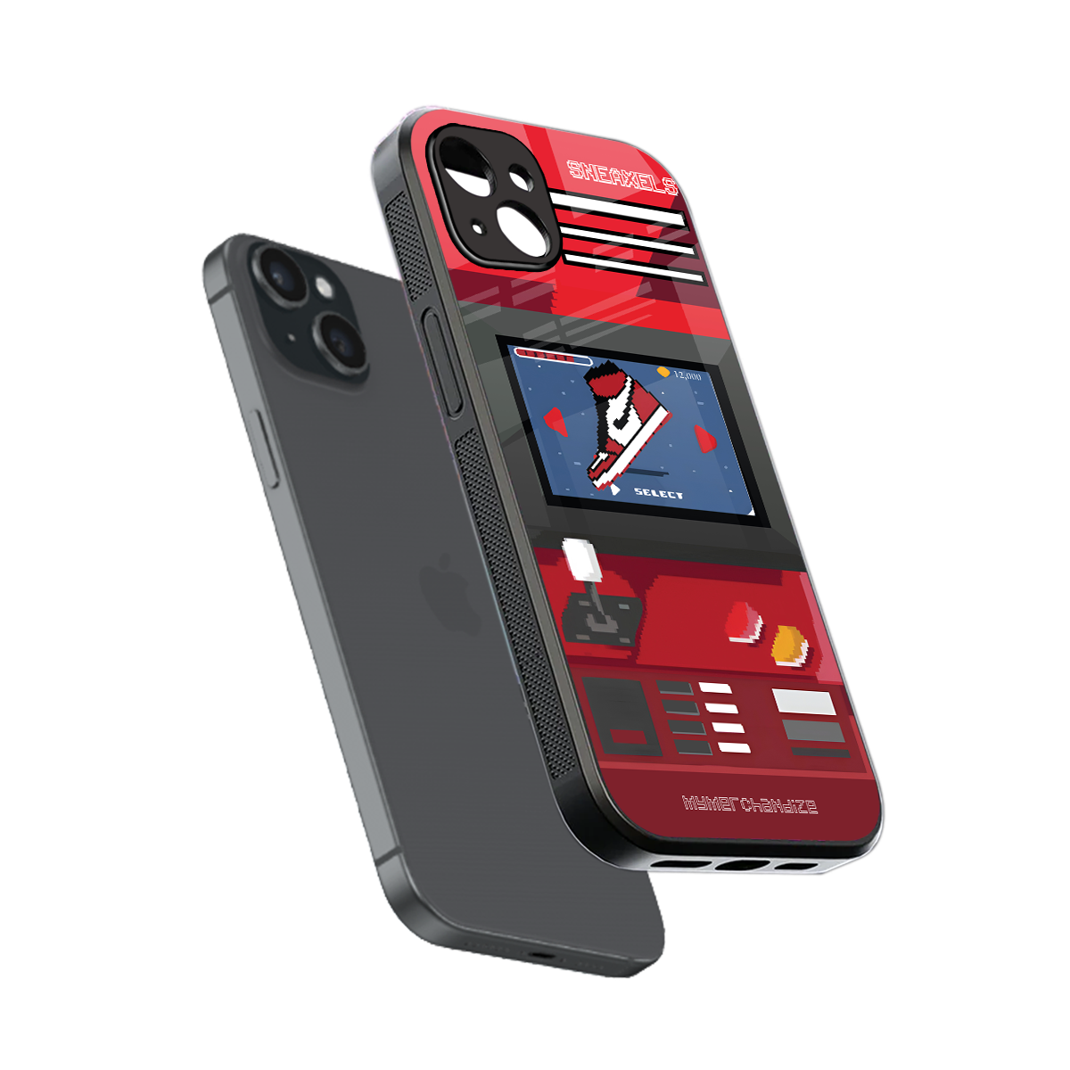 sneaxels red back phone cover | glass case for iphone 15 plus