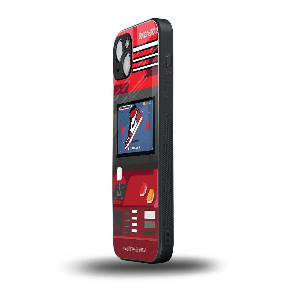 sneaxels red back phone cover | glass case for iphone 15 plus