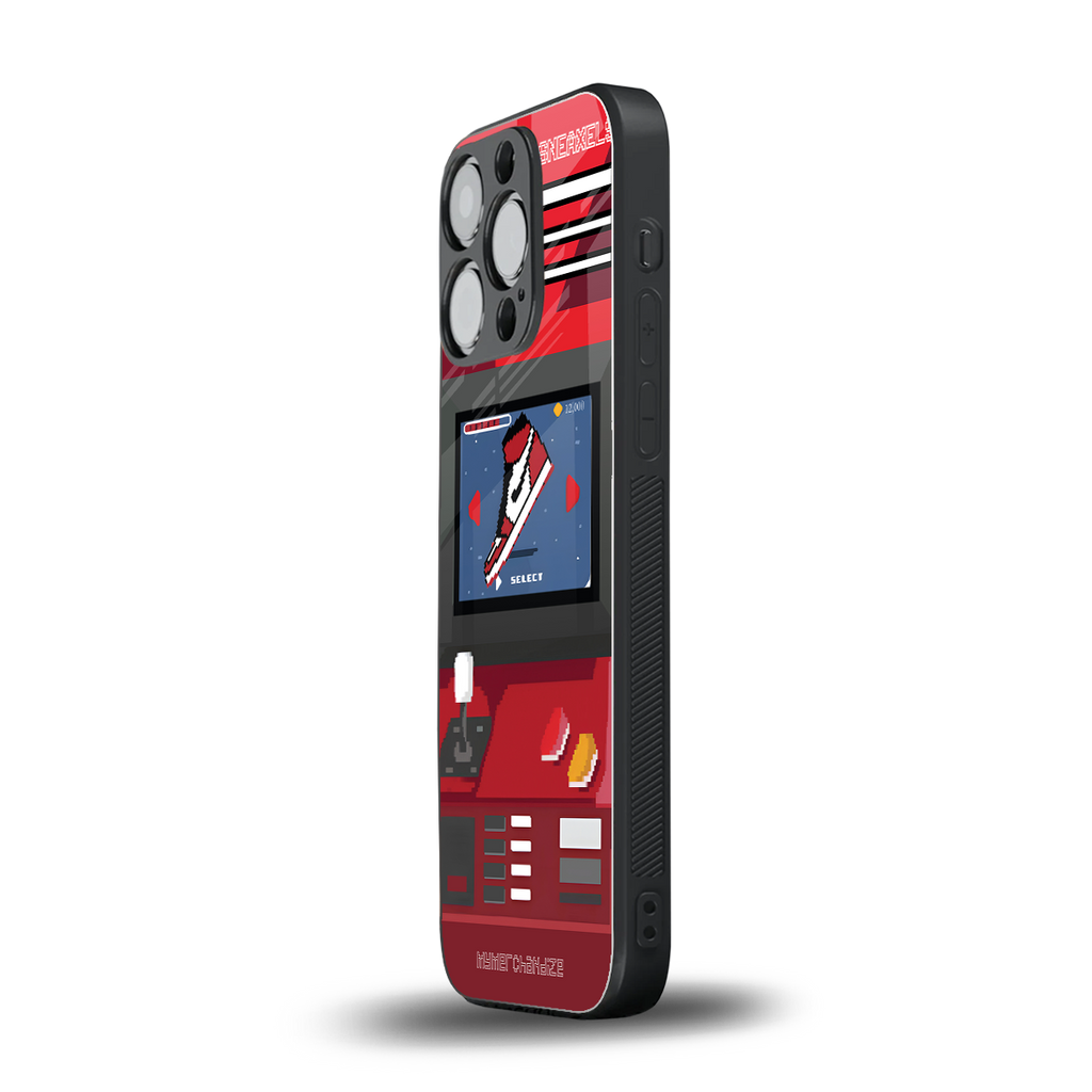 sneaxels red back phone cover | glass case for iphone 15 pro