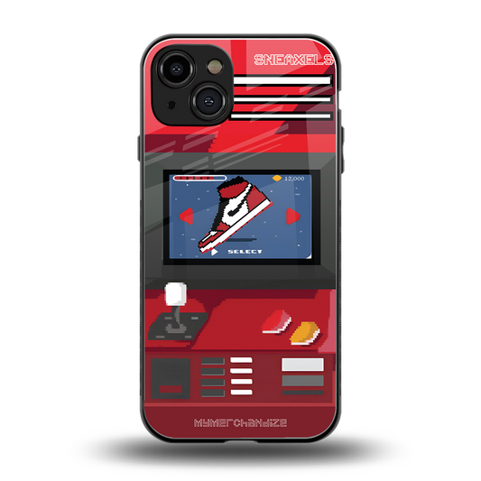 sneaxels red back phone cover | glass case for iphone 15