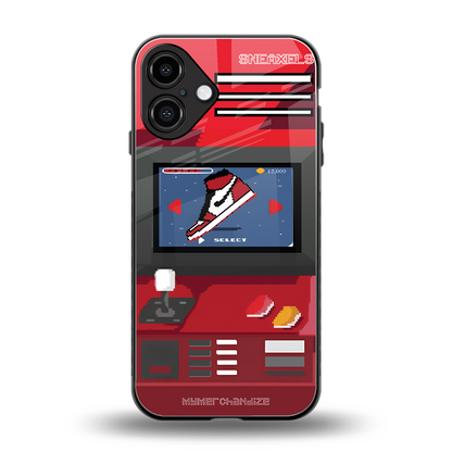 sneaxels red back phone cover | glass case for iphone 16 plus
