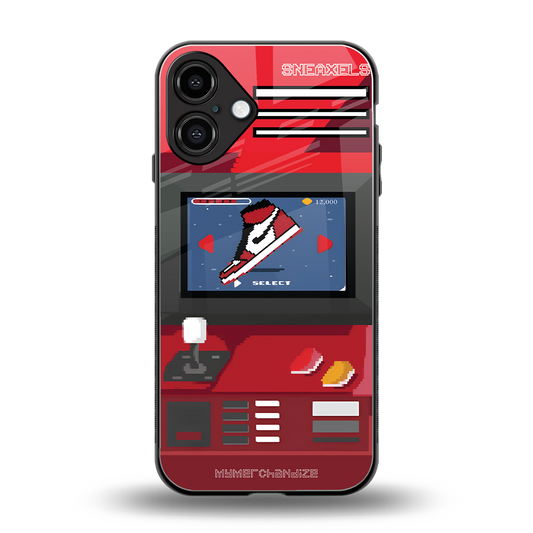 sneaxels red back phone cover | glass case for iphone 16 plus