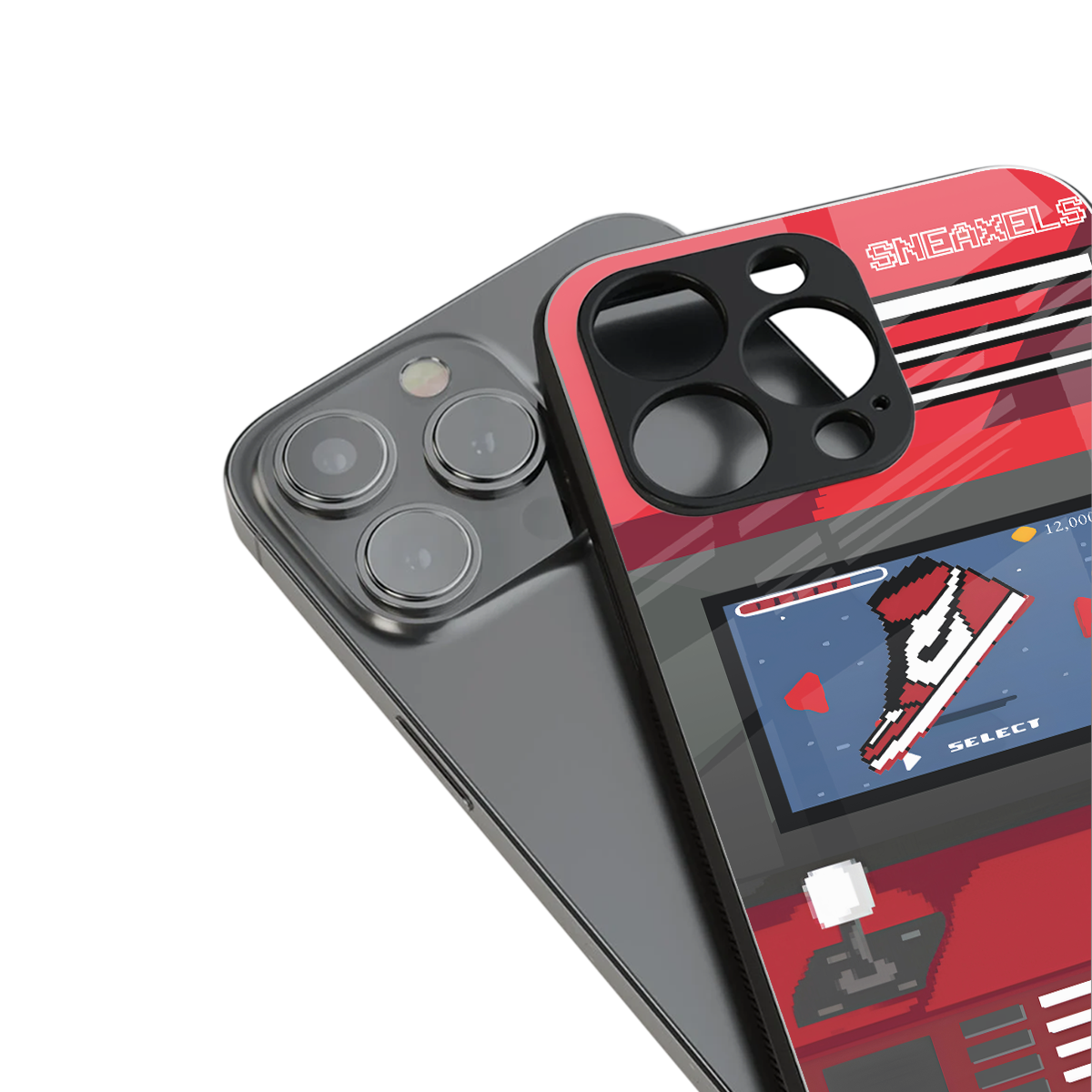 sneaxels red back phone cover | glass case for iphone 14 plus