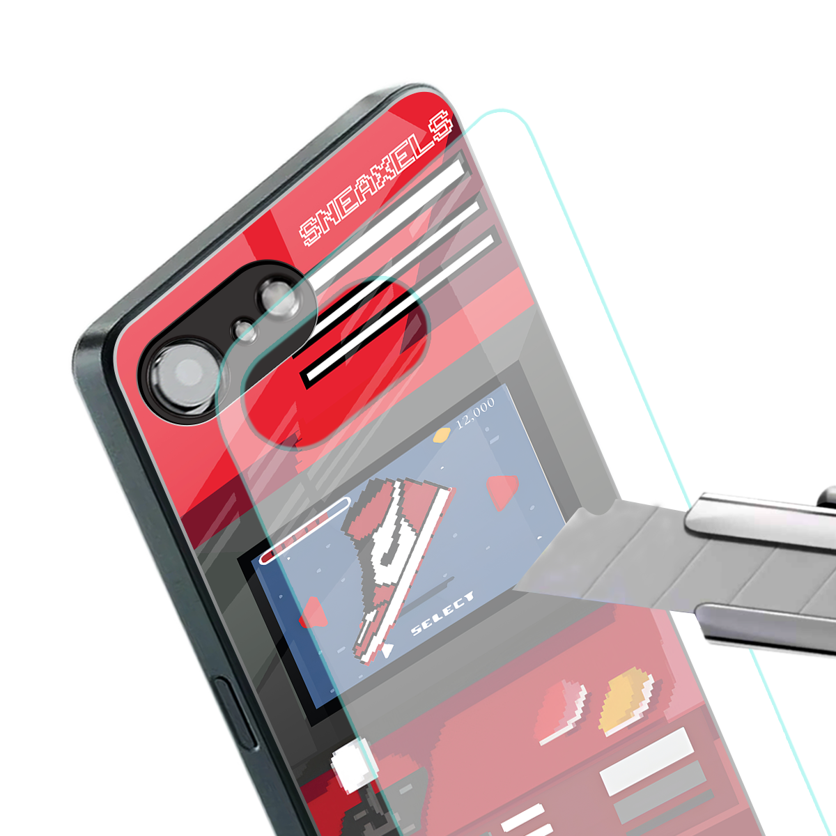 sneaxels red back phone cover | glass case for iphone 16e